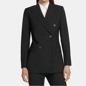 Theory Double-Breasted Black Blazer